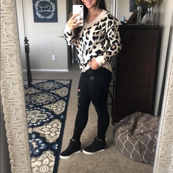 LAST SIZE Suede High Tops Wedge Sneakers Black - Picture 5 of 8